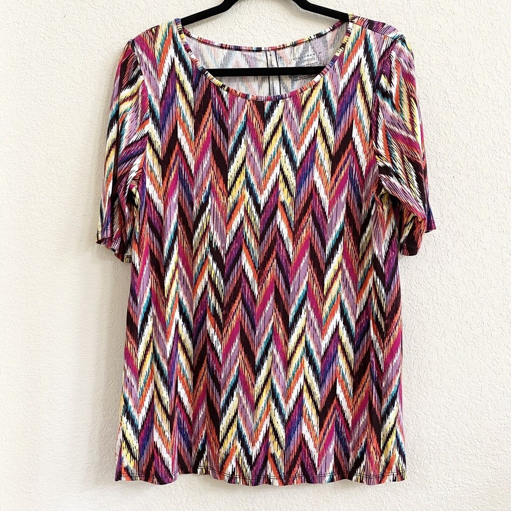 Investments Essentials Tunic Multicolored Top Blouse‎ Shirt SZ L